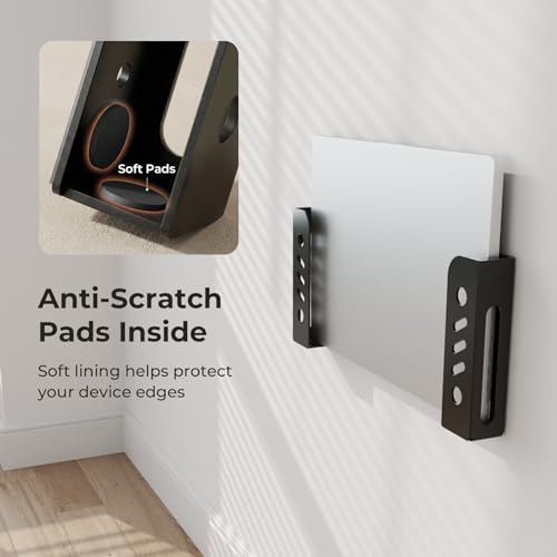 Metal Wall and Under Desk Laptop Mount with Screws Universal Wall Mount Bracket for Laptop/Tablet/Keyboard/Surface/Switch and More 32mm/1.26” Thick Adjustable Laptop Holder with Anti-Scratch Pads