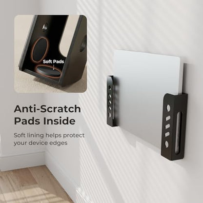 Metal Wall and Under Desk Laptop Mount with Screws Universal Wall Mount Bracket for Laptop/Tablet/Keyboard/Surface/Switch and More 32mm/1.26” Thick Adjustable Laptop Holder with Anti-Scratch Pads