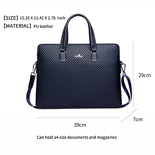 FSD.WG]Business Bag Leather Briefcase Shoulder Laptop Business Bag for Men - color: Blue