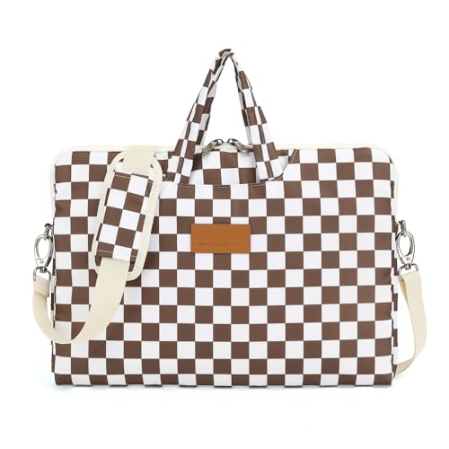 canvaslife Waterproof Pattern Resistant Laptop Shoulder Messenger Bag for Pro 16 inch and 15.6 inch-16 inch Laptop (brown Checker) - color: Brown Checker, size: 15 inch/15.6 inch