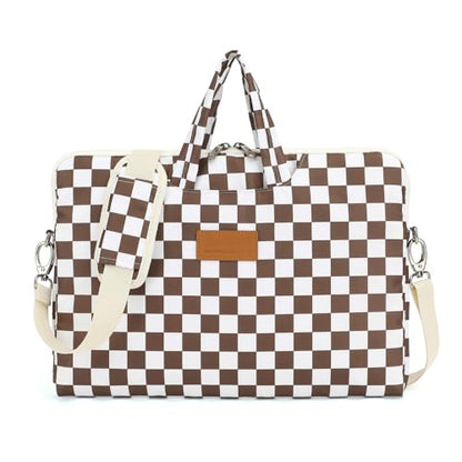 canvaslife Waterproof Pattern Resistant Laptop Shoulder Messenger Bag for Pro 16 inch and 15.6 inch-16 inch Laptop (brown Checker) - color: Brown Checker, size: 15 inch/15.6 inch