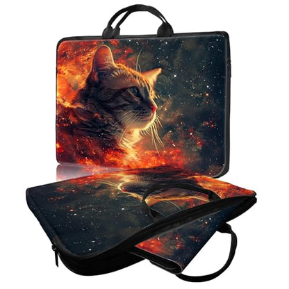 Laptop Bag,14 15 15.6 inch Laptop Case Sleeve,Computer Sleeve with Handle for Women Men,Carrying Case for MacBook,Dell,Lenovo,Notebook Computer,Cute Fire Cat - color: Cute Fire Cat