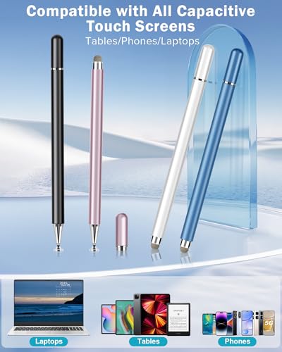 Stylus Pens for Touch Screens, 4 Pcs High Precision Disc Stylus with Magnetic Cap, 2 in 1 Stylus Pen Compatible with iPhone, iPad Pro, Mini, Air and Samsung Tablets - color: Multicolor