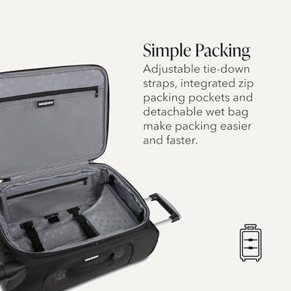 SWISSGEAR Sion Softside Expandable Spinner Luggage Durable Lightweight Travel Suitcase, Black, 2-Piece Set (Carry-On/Large) - color: Black, size: 2-Piece Set (Carry-On/Large)