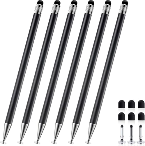 ChaoQ Stylus Pen for Touchscreen 6pcs 2-in-1 Stylus Pen for iPad iPhone | High Sensitivity and Precision Suitable for iPad iPhone Android Tablets and All Touch Screens - (Black) - color: 6 Black