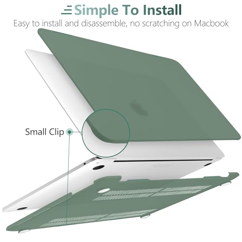 for MacBook Pro 13 inch Case 2023 2022 2021 2020 Release Model: A2338 M2/M1 A2289 A2251 with Touch Bar & Touch ID, Frosted Matte Plastic Hard Shell Case & Keyboard Cover, Midnight Green - color: Midnight Green 2