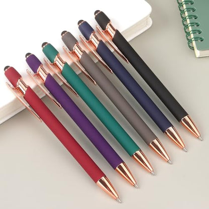 6 Pack Ballpoint Pen 2-in-1 Pen with Stylus tip, 1.0 mm Black Ink | Metal Stylus Pen for Touch Screens - color: 6 Black Gold
