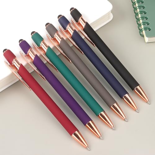 6 Pack Ballpoint Pen 2-in-1 Pen with Stylus tip, 1.0 mm Black Ink | Metal Stylus Pen for Touch Screens - color: 6 Black Gold