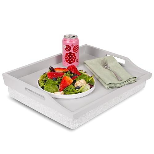 ROSSIE HOME Wood Lap Tray – Gray, Fits 15.6” Laptops - color: Calming Gray, style: Single Tray