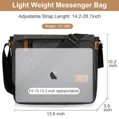 Estarer Messenger Bags for Men 13-13.3 Inch Laptop Briefcase Water Resistant Canvas Bag for Work/Office/Commute Small Shoulder Crossbody Laptop Satchel