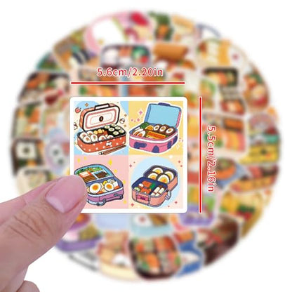 55 Pcs Cute Bento Box Stickers, Japanese Food Stickers, 2.16 Inch Waterproof Vinyl Stickers for Journals, Water Bottles, Laptops, Scrapbooking (Bento Box) - color: Bento Box
