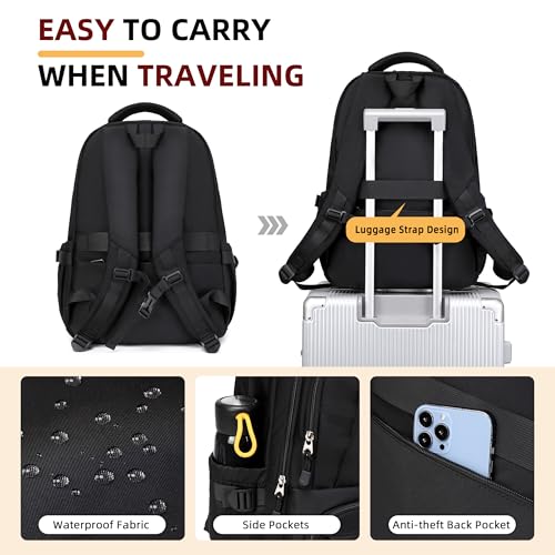 Laptop Backpack for Women Men 17 Inch , Anti Theft Carry on Travel Backpacks, Water Resistant College Bookbag Large Kids School Bag for Teens Boys Girls Business Work Back Pack Casual Daypack Black