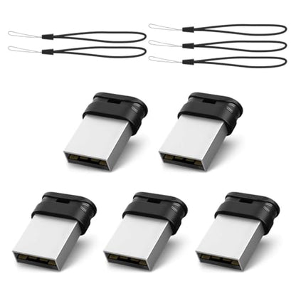 RAOYI 5 Pack 16GB USB 2.0 Flash Drive Mini Fit USB Stick with Lanyard, Black - color: black 5 pack, size: 16GB-2.0