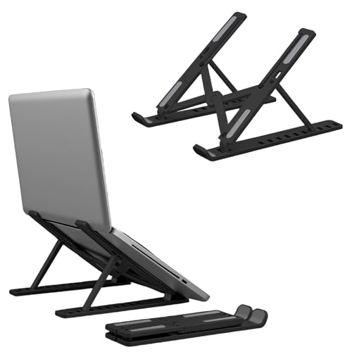 Laptop Stand - Foldable Laptop Stand for Desk Anti-Slip,Compatible for Business Trip,Library,Cafe(Black) - color: Black