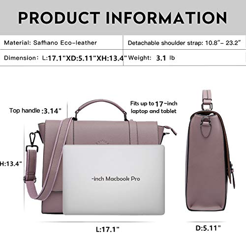 Women's 17 Inch Laptop Briefcase, Vintage Purple Saffiano Eco-leather, Multi-Compartment, 3 lb Weight Capacity - size: 17.3-inch