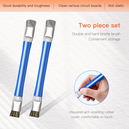 ESD Safe Anti-Static IC Cleaning Brush Tool -2Pcs Double Head Motherboard Hard Brush for IC Glue Removal,PCB Cleaning, Circuit Board Maintenance,Mobile Phone Repair - Blue - color: Blue