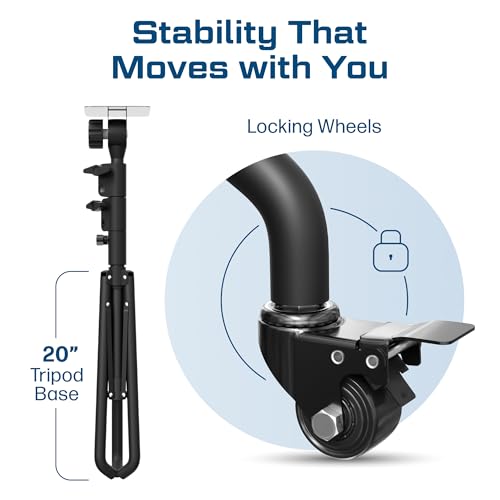 Projector Stand Tripod Laptop Tripod with Wheels & Adjustable Height Portable Podium Stand with Phone Holder Projector Holder for Home, Office, School & DJ Matte Black