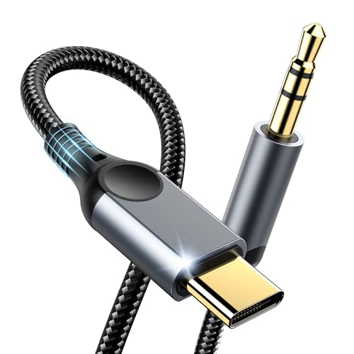 Aux to USB C Audio Cable [4FT], Type C to 3.5mm Aux Cord Hi-Fi DAC Headphone Jack Adapter Dongle Compatible with iPhone 17/16/15, Samsung S26/S25/S24/S23,iPad Pro,Pixel,Car,Headphones,Speakers-Grey - color: Grey, size: 4 FT