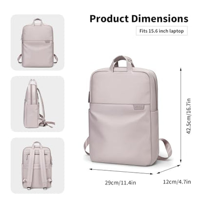GOLF SUPAGS Travel Laptop Backpack for Women Anti Theft Slim Durable College Bookbag Business Computer Bag Fit 15.6Inch Notebook (Pinkish Grey, 15.6Inch) - color: Pinkish Grey, size: 15.6 Inch