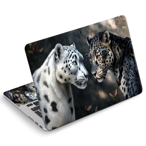Universal Laptop Skin Sticker Decal, Compatible with MacBook HP Dell Lenovo 12"-15.6", Reusable Vinyl Notebook Cover 3PCS Set, High-Recognition Film-White & Black Leopards - color: White & Black Leopards