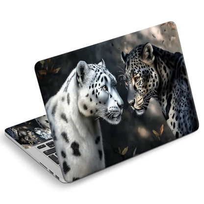 Universal Laptop Skin Sticker Decal, Compatible with MacBook HP Dell Lenovo 12"-15.6", Reusable Vinyl Notebook Cover 3PCS Set, High-Recognition Film-White & Black Leopards - color: White & Black Leopards