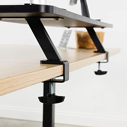 VIVO Black Clamp-on Large 40 inch Ergonomic Desk Shelf, Dual Computer Monitor and Laptop Riser Stand - Desk Organizer for 2 Screens STAND-SHELF40B - size: 40" shelf