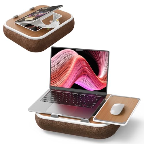 Lap Desk with Storage Cushion Washable with Magnetic Mouse Pad | Multi-Functional Lap Desk for Home Office Couch Bed With Scented Cotton Pads -Fits Up to 15 Inch Laptop