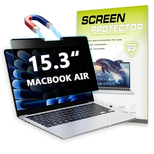 Attach & Go Removable Privacy Screen for 2026 MacBook Air 15.3 inch Laptop (2026-2023 M5 M4 M3 M2 Chip), Detachable Anti-Spy Laptop Privacy Filter Shield, Anti Blue Light Anti Glare Screen Protector - color: MacBook Air 15.3 inch