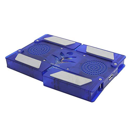 DR - 2009 Laptop Cooling Pad, Foldable USB Notebook Cooler with Dual LED Fans & Stereo Speakers, Portable Laptop Cooling Fan for Gaming, Work, and Streaming