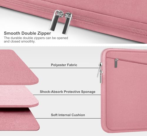 15.6 inch Laptop Case, Slim Computer Carrying Bag Protective Cover Briefcase with Front Pocket, Durable Laptop Sleeve for 15-16 Inch HP, Dell, Lenovo, Asus- Red Pink - color: Red Pink, size: 15.6 Inch