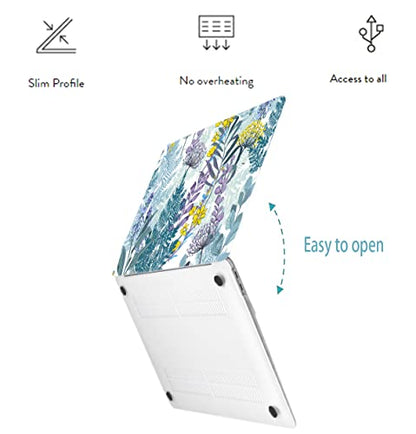 LanBaiLan Laptop Plastic Hard Shell Protective Case, Compatible for New MacBook Air 13 inch 2020 2019 2018 Release A2337 M1 A2179 A1932 Retina Display with Touch ID & Keyboard Cover, Artsy Flower - color: Artsy Flower