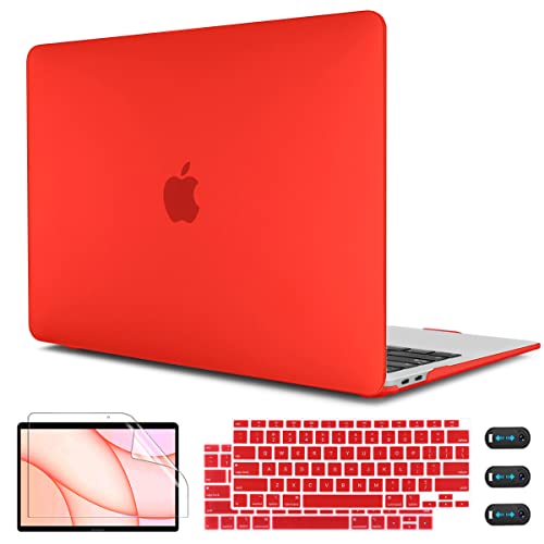 CISSOOK Cover for MacBook Air 13 Inch Case Red, Plastic Hard Shell Case with Keyboard Cover for MacBook Air 13 A2337 M1 A2179 A1932 Model 2021-2018 Release with Touch ID, Matte Red - color: Air13inch-Matte Red