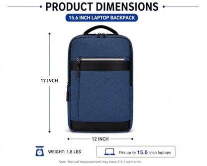 Laptop Backpack with USB Charging Port, Water-Resistant, Multiple Pockets, Travel Business Bag, Grey/Blue (Blue) - color: Blue