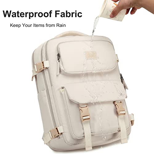 Travel Laptop Backpack, Business Work Backpacks Large College Bookbag for Women Men Water Resistant Daypack Airline Approved Gym Bag Fits 17 Inch Notebook & Laptops - Beige - color: Beige