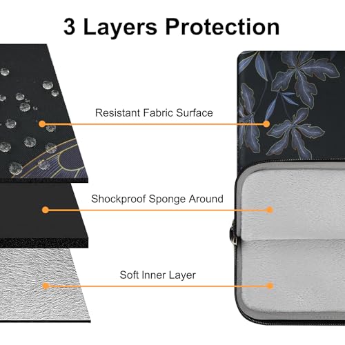 MOSISO Laptop Bag for Women, 15.6 inch Computer Bag Compatible with MacBook, HP, Dell, Lenovo, Asus, Notebook, 15-15.6 inch Laptop Messenger Shoulder Sleeve with Strap, Golden Line Butterfly