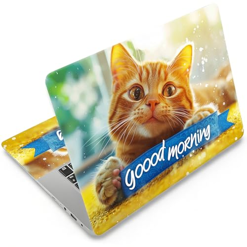 Laptop Skin 12.1-15.6 inch Removable Universal Reusable Laptop Sticker Decal,Waterproof No Residue Vinyl Cover,Scratch-Resistant Cuttable Full Wrap Sticker for Notebook, Kawaii Orange Cat - color: Kawaii Orange Cat