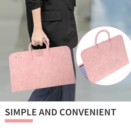 PU Laptop Sleeve Pink with Handle Protective Case Laptop Bag - color: 13 Inch