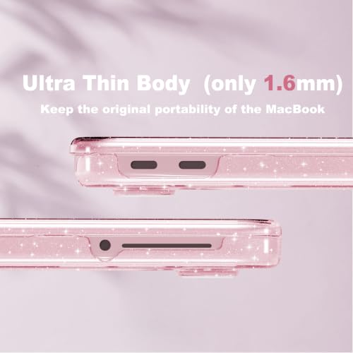 CISSOOK for MacBook Neo 13 inch Pink Case Glitter Blush 2026 Model A3404 | 5in1 Set Hard Shell Case, A18 Pro Chip, Keyboard Cover, Screen Protector, Scratch Resistant, Ultra-Thin, for Office & Travel - color: Glitter Blush