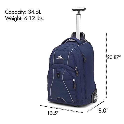 High Sierra Freewheel Wheeled Laptop Backpack, True Navy, 20.5 x 13.5 x 8-Inch - color: True Navy