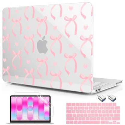 Compatible with MacBook Neo 13 inch (2026 Release A3404) (A18 Pro) with Liquid Retina Display, Printed Slim Protective Case with Screen Protector & Keybaord Cover, Pink Ribbon Bow - color: pink ribbon bow