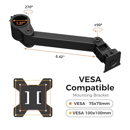 suptek Single Monitor Arm, Universal 1 Tier Arm Fully Adjustable Pole Mount Bracket Monitor Mounting for 13 to 32 inch Screen, Weight up to 22lbs, Mounting Holes 75x75mm to 100x100mm,Black - size: 1 Tier Monitor Arm