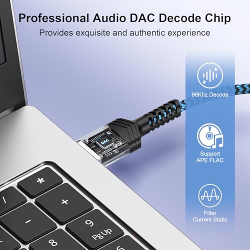 USB A to 3.5mm Audio Aux Cable,Braided 3FT USB Male to AUX Male Jack Adapter TRS Stereo Audio Cord for Speaker Headphones PC Laptop Windows Computer PS5 PS4 Mac OSX Desktops