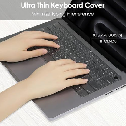 ProElife Keyboard Cover for MacBook Pro 14 Inch 16 Inch M5 M4, Clear, TPU | U.S. Layout, Non-interference Design for ID Key, Dust-Proof, Backlight Visible, Precision-Molded, Washable & Reusable
