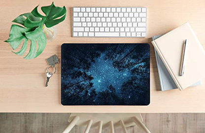 Case for MacBook Air 13-inch Laptop M5 M4 M3 M2 A3449 A3240 A3113 A2681 2026-2022 Release with Touch ID, Soft-Touch Plastic Hard Protective Cover&Keyboard Cover, Forest Starry - color: Blue