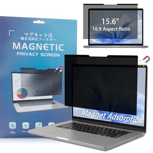 Magnetic Privacy Screen 15.6" 16:9 for Laptops - 2-Sided Removable Anti-Peeping/Anti-Glare, Blue Light Block, UV Protect, Reduce Strain, Fits Chromebook/Lenovo/HP/Dell/Acer/ASUS/XPS - size: 15.6inch 16:9