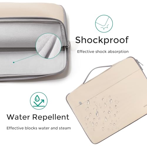 DOMISO 17 inch Laptop Sleeve Protective Case Cover Compatible with 17-17.3 inch HP Dell ASUS Lenovo Chromebook,Waterproof Computer Cases Bag with Handle,Beige - color: Beige, size: 17"