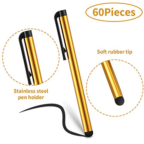 Outus 60 Pieces Stylus Pens Slim Capacitive Stylus Touch Pens for Universal Touch Screens Devices, Compatible with iPhone, iPad, Tablet (10 Colors)