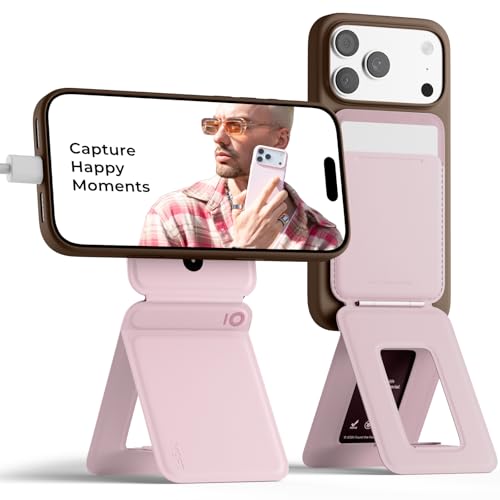 MOFT Phone Tripod Stand & Wallet, NFC Card Holder, Hold 1-2 Cards | Mulit-Angles | Portable l MOVAS Leather | Magsafe Compatible | Easy to Charge | Travel Essential |For Content Creators - color: Light Pink, size: With Card Slot