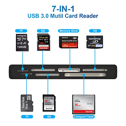 USB3.0 Multi SD Card Reader, SD/TF/Micro SD/CF/MS/XD 7-in-1 5Gbps High Speed Memory Card Reader for SDXC SDHC TF Micro SD CF MS MMC Card, Sony Memory Stick Pro Duo Adapter Read 5 Cards Simultaneously - color: USB3.0 Multi Card Reader