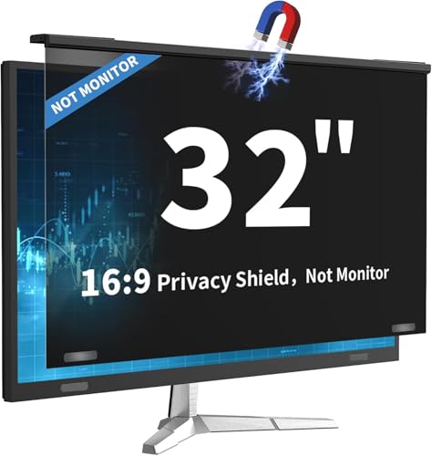 Magnetic 32 Inch Computer Privacy Screen for 16:9 Widescreen Monitor, Removable Hanging Anti-Blue Light Computer Screen Privacy Panel, Anti-UV Magnetic Attachment Monitor Privacy Screen